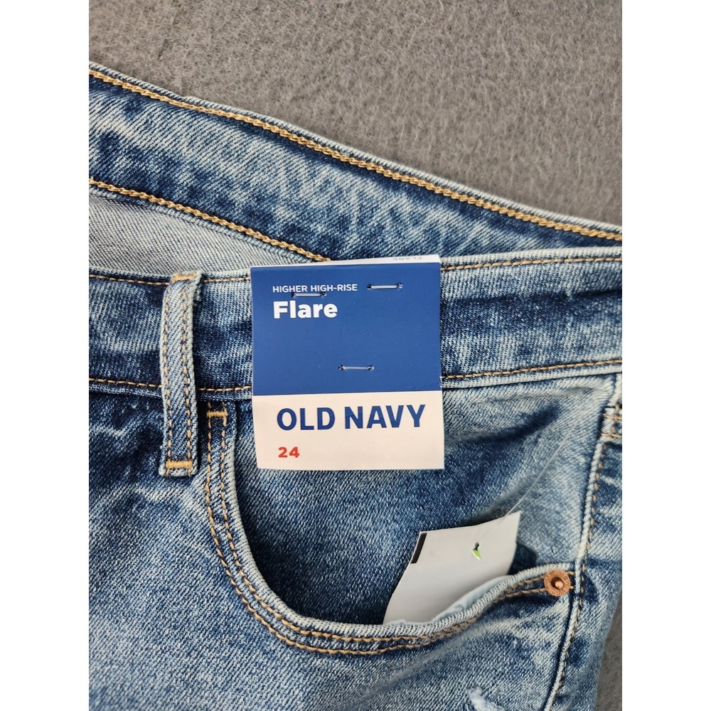 Old Navy Higher High-Rise Flare Jeans Plus Sz 24 Blue Denim Boho Festival NWT - Picture 6 of 13